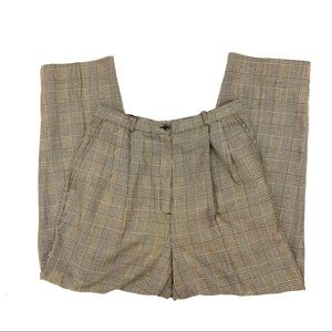 Vintage Plaid Pleated Trouser Pants